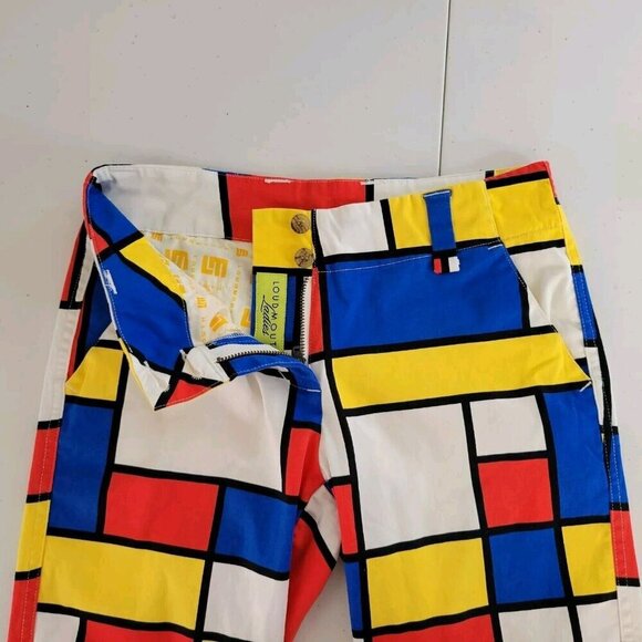 Loudmouth Capri Pants Womens Sz 2 Bold Multi Colorblock AOP Artsy Golf Golfing - Picture 6 of 11